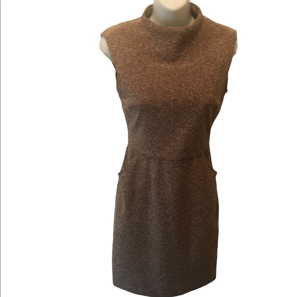 Zara Tweed Flecked Knit Lined Sheath Pencil Dress XS Career Fitted Mock Neck